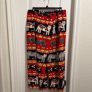 Vintage Sharon Young Red and Black Animal Print Maxi Skirt